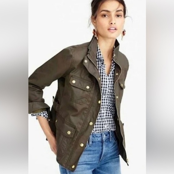 J. Crew Jackets & Blazers - J Crew Downtown Waxed Cotton Field Military Jacket sz XS Petite Women Green